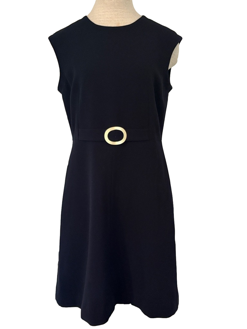 Talbots sz 10 stretch sleeveless classic dress with gold accent
